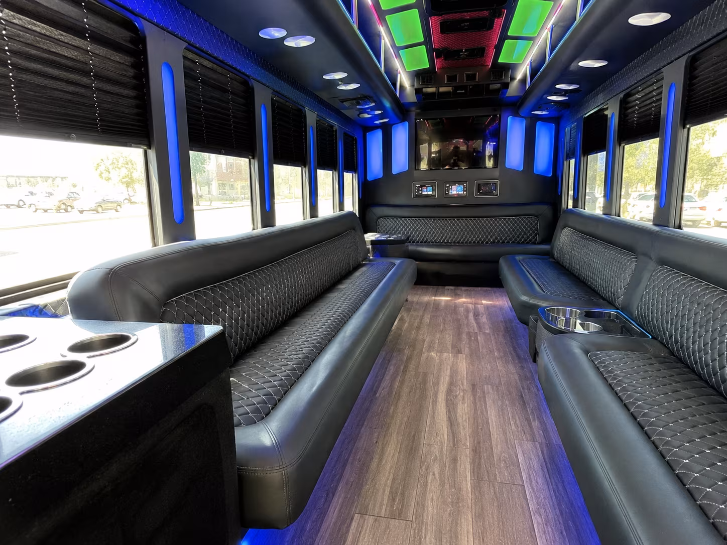 rancho cordova 15 passenger party bus inside