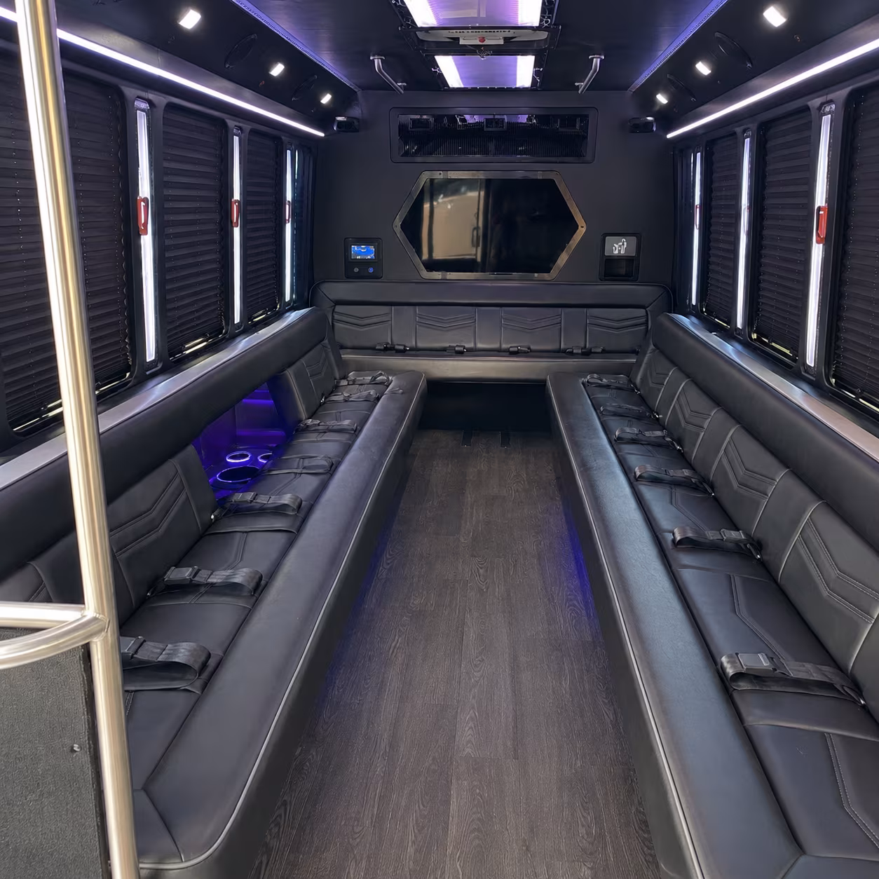 rancho cordova 18 passenger party bus interior