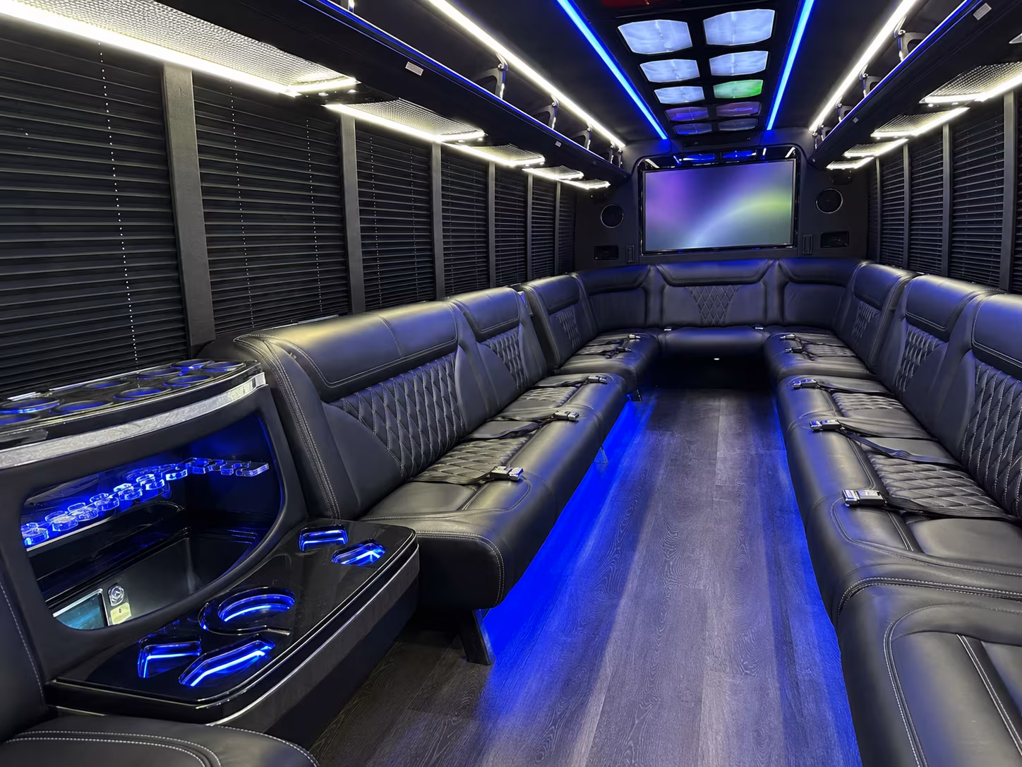 rancho cordova 20 passenger party bus inside