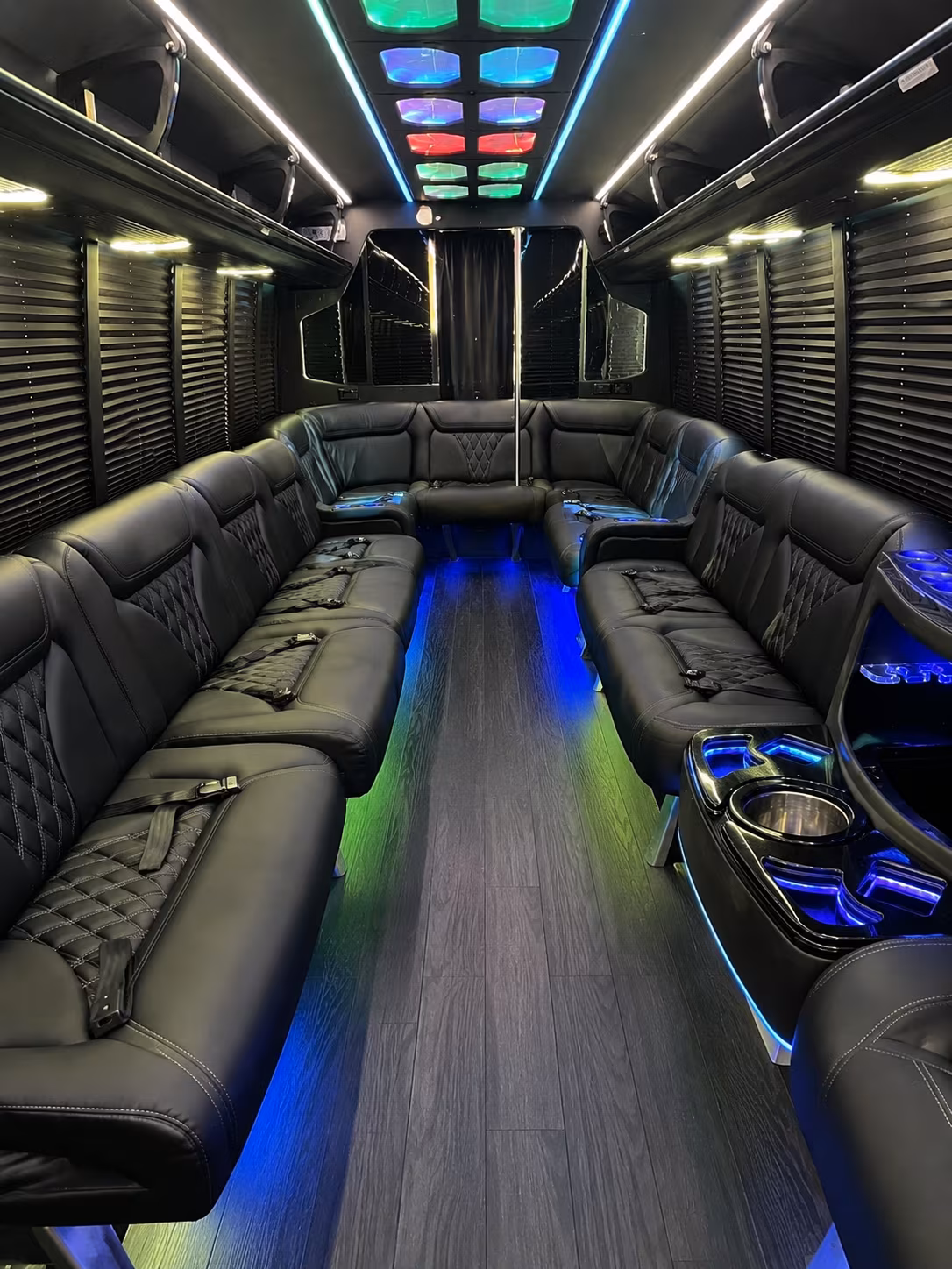 rancho cordova 20 passenger party bus interior