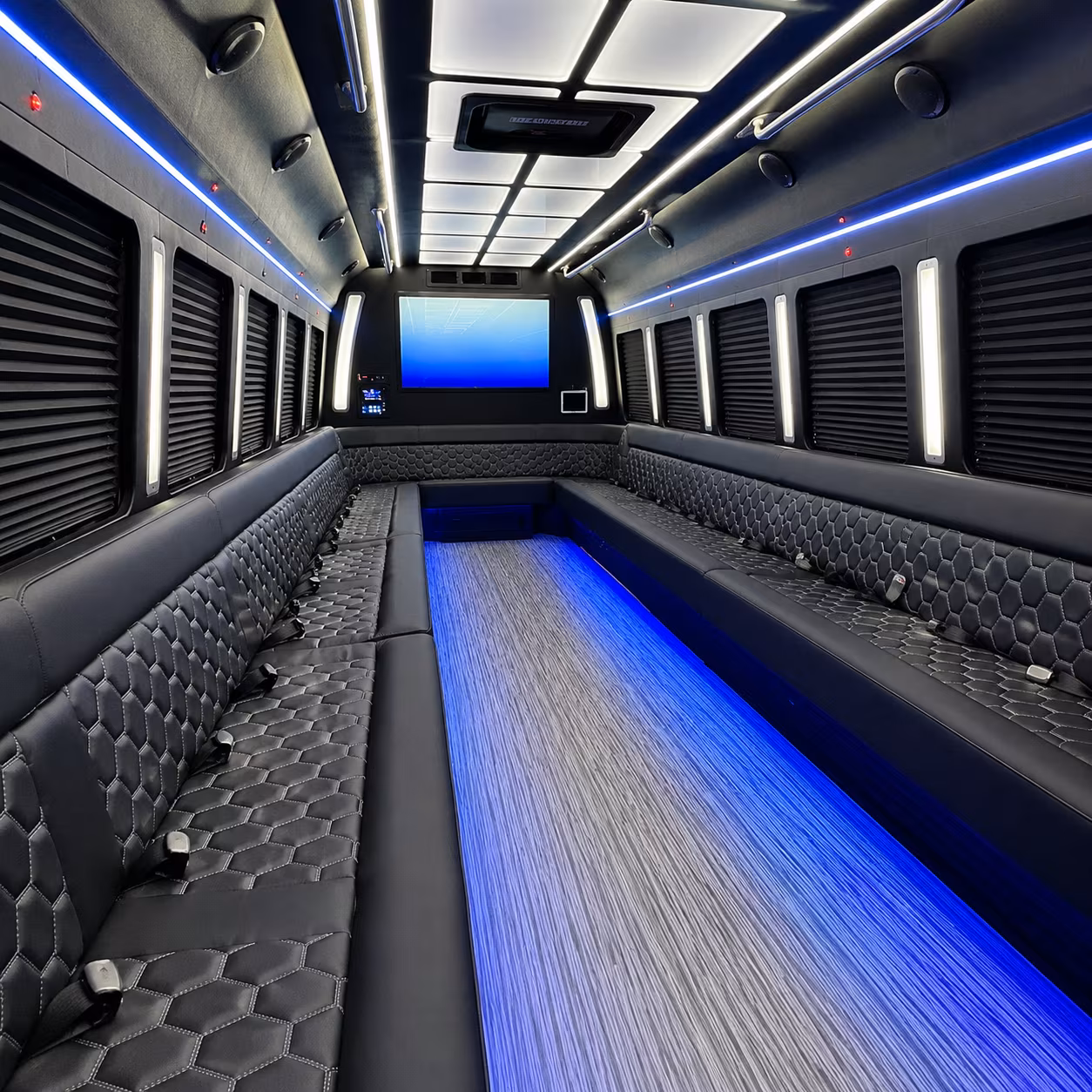 rancho cordova 50 passenger party bus inside